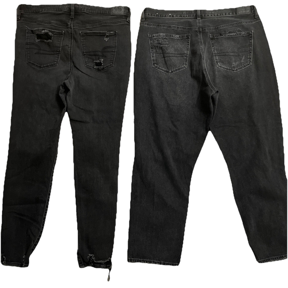 American Eagle High Distress Mom Jean & Next Level HR Jegging Black Size 14 2lot - Picture 2 of 11